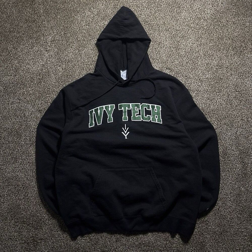 Champion Ivy Tech Pullover Hoodie Sweatshirt Black Green White Size XL